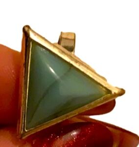 Triangle silver tone green blue ring 5-51/2m